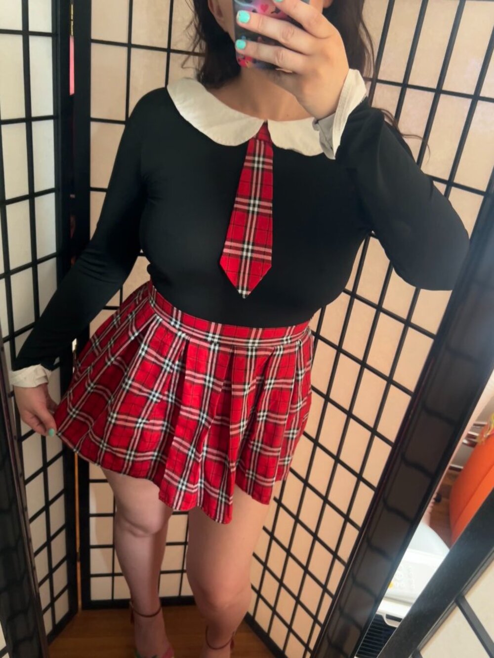 Spirit Halloween School Girl Costume (S) small nerd catholic plaid halloween - Picture 2 of 8
